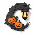 Light-Up Halloween Door Wreath – Twisted Black Branch, Dual Jack-O’-Lanterns & Battery Lantern