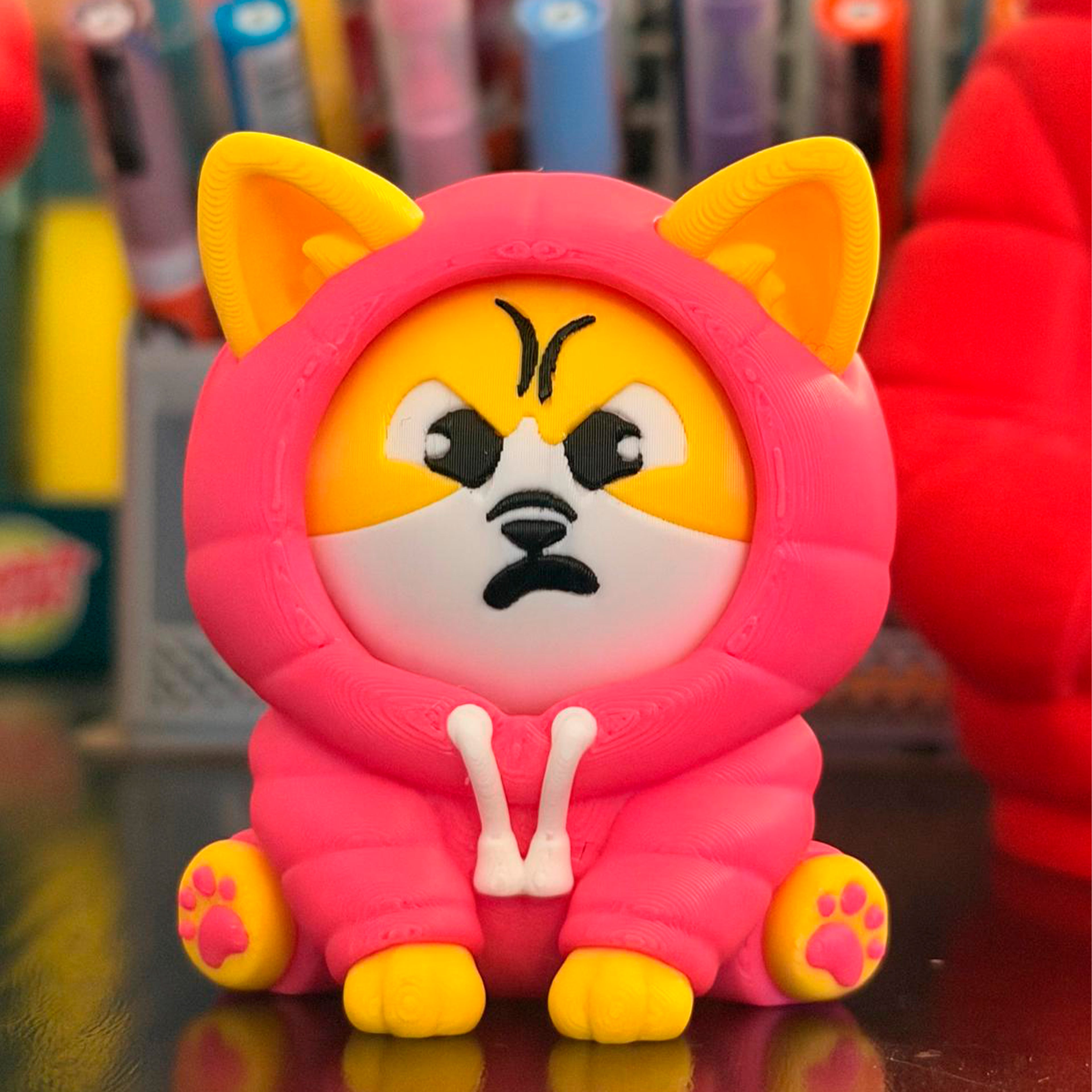 Moodie: Pink Moody Kitten Keychain | Handmade 3D Printed Collectible