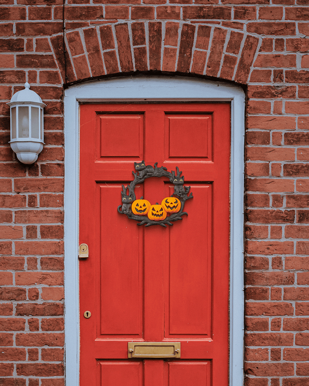 Halloween Wreath with Black Cat and Orange Pumpkin – PLA-Printed Door Decoration