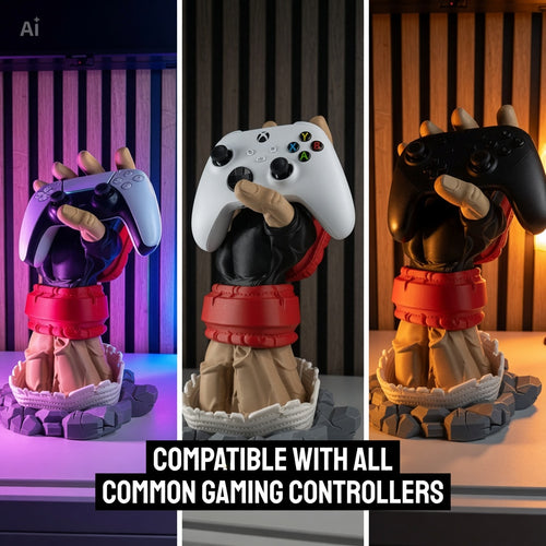 "FIGHT." Street Fighter Red Glove Hand - PS5 Controller Stand