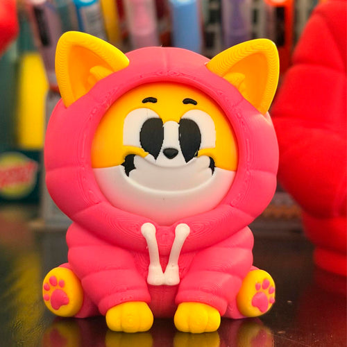 Moodie: Pink Moody Kitten Keychain | Handmade 3D Printed Collectible