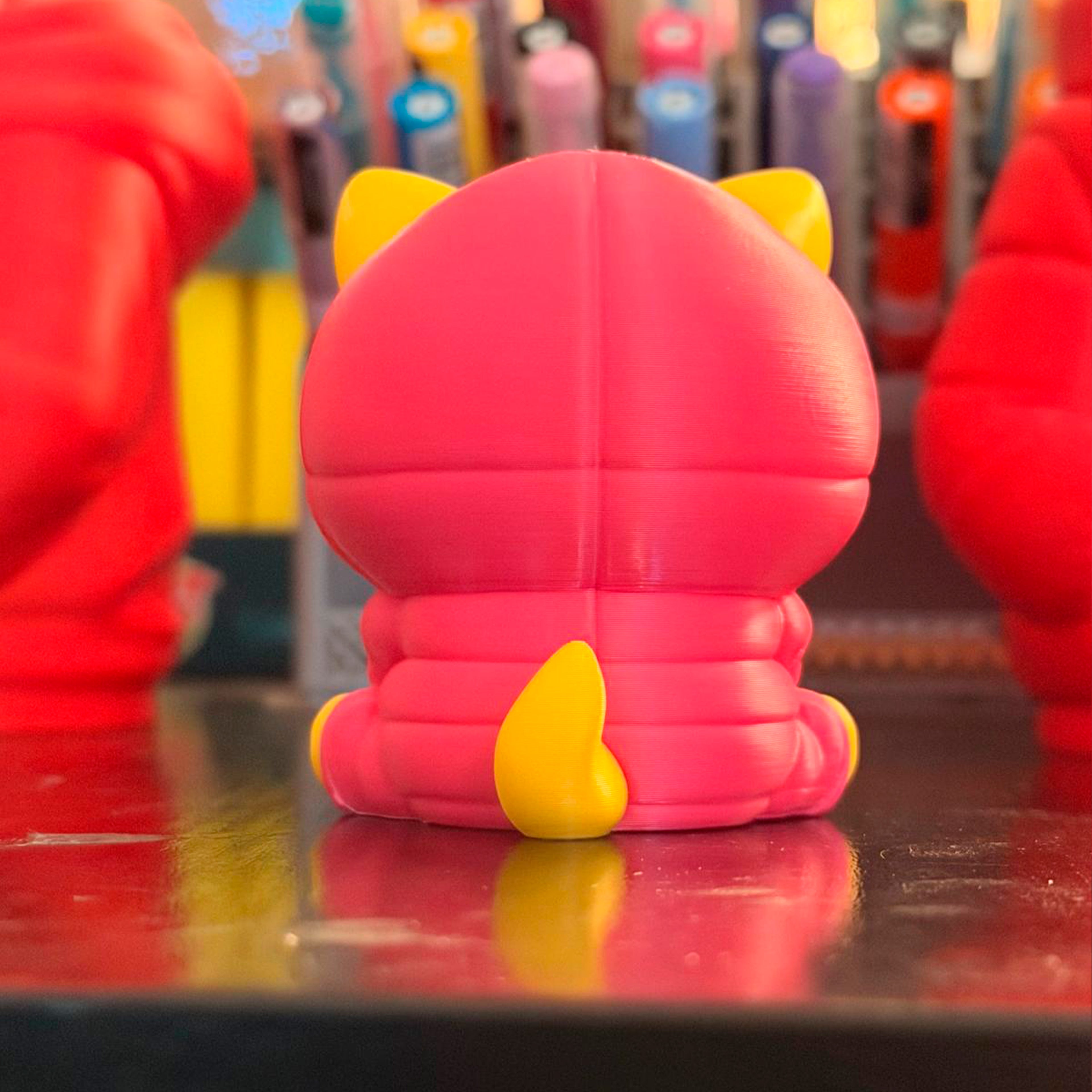 Moodie: Pink Moody Kitten Keychain | Handmade 3D Printed Collectible