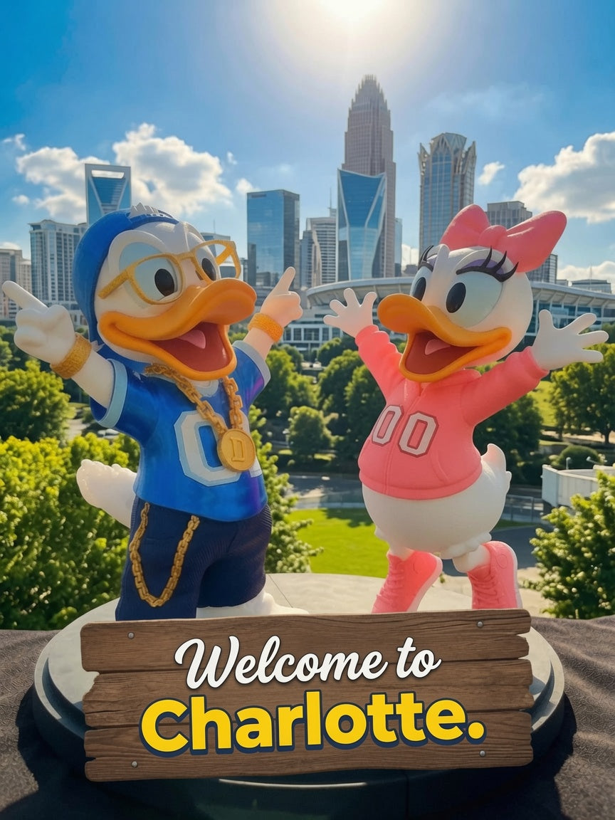 "Bling" Style Duck Couple Collectible Set – Hip-Hop Style Figurines 3D Printed in PLA – Pack of 1 Set