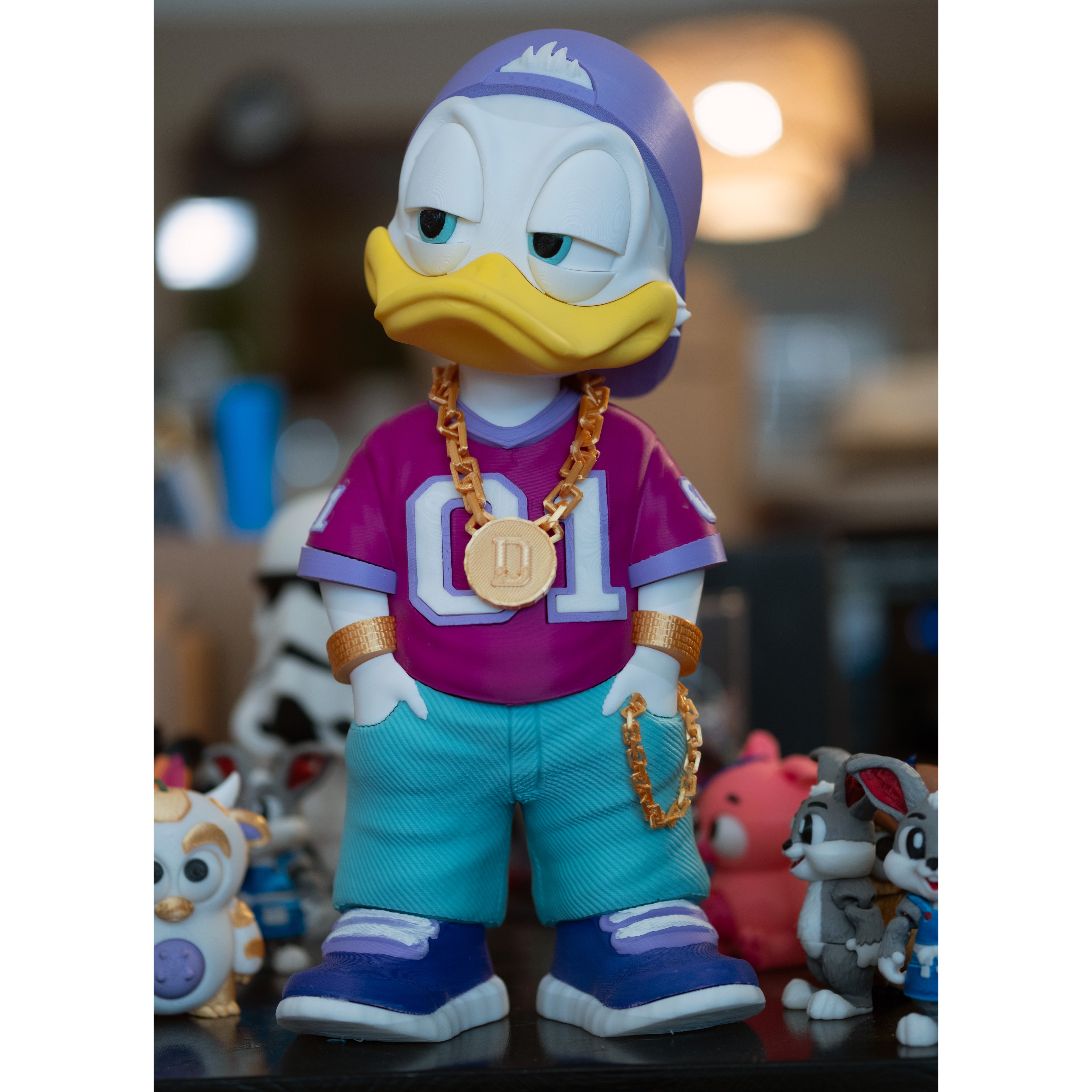 Bling Donald Duck Figure - Hip Hop Streetwear Collectible Statue 3D Printed