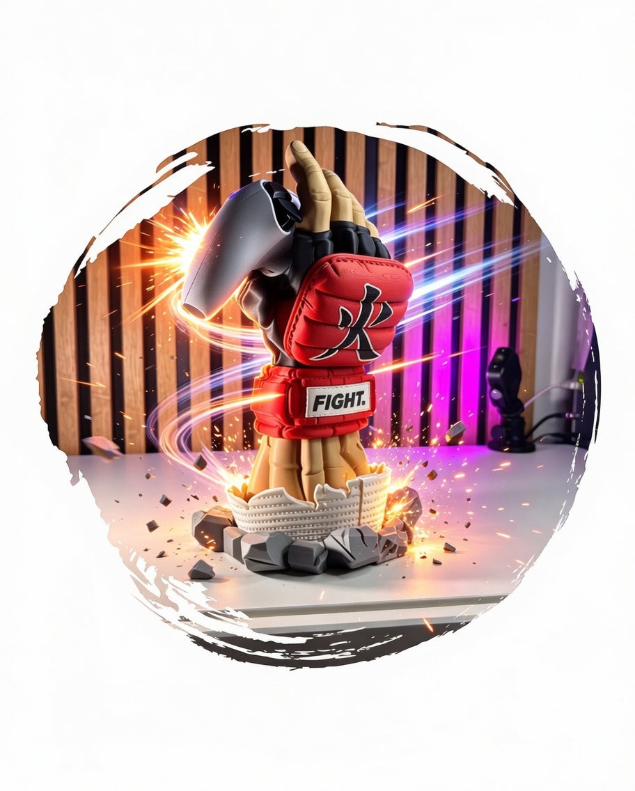 "FIGHT." Street Fighter Red Glove Hand - PS5 Controller Stand