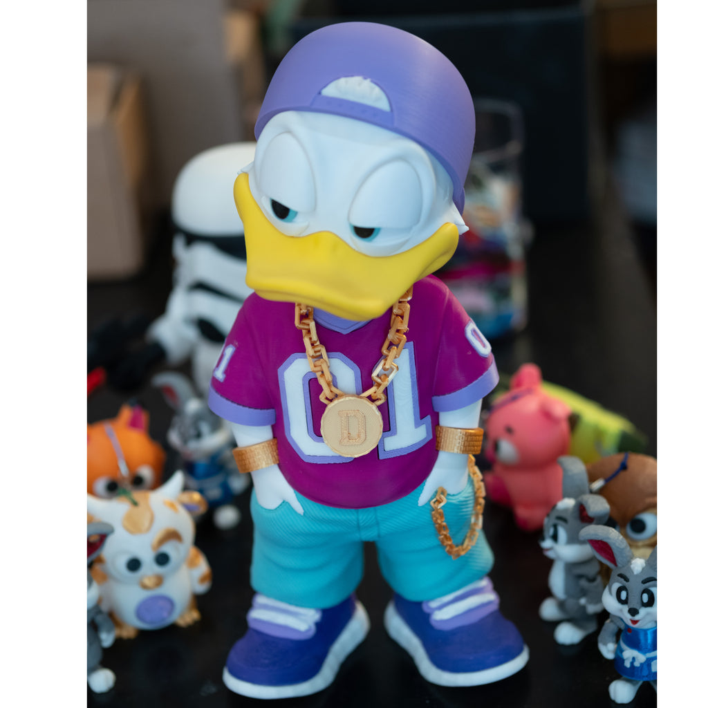 Bling Donald Duck Figure - Hip Hop Streetwear Collectible Statue 3D Printed