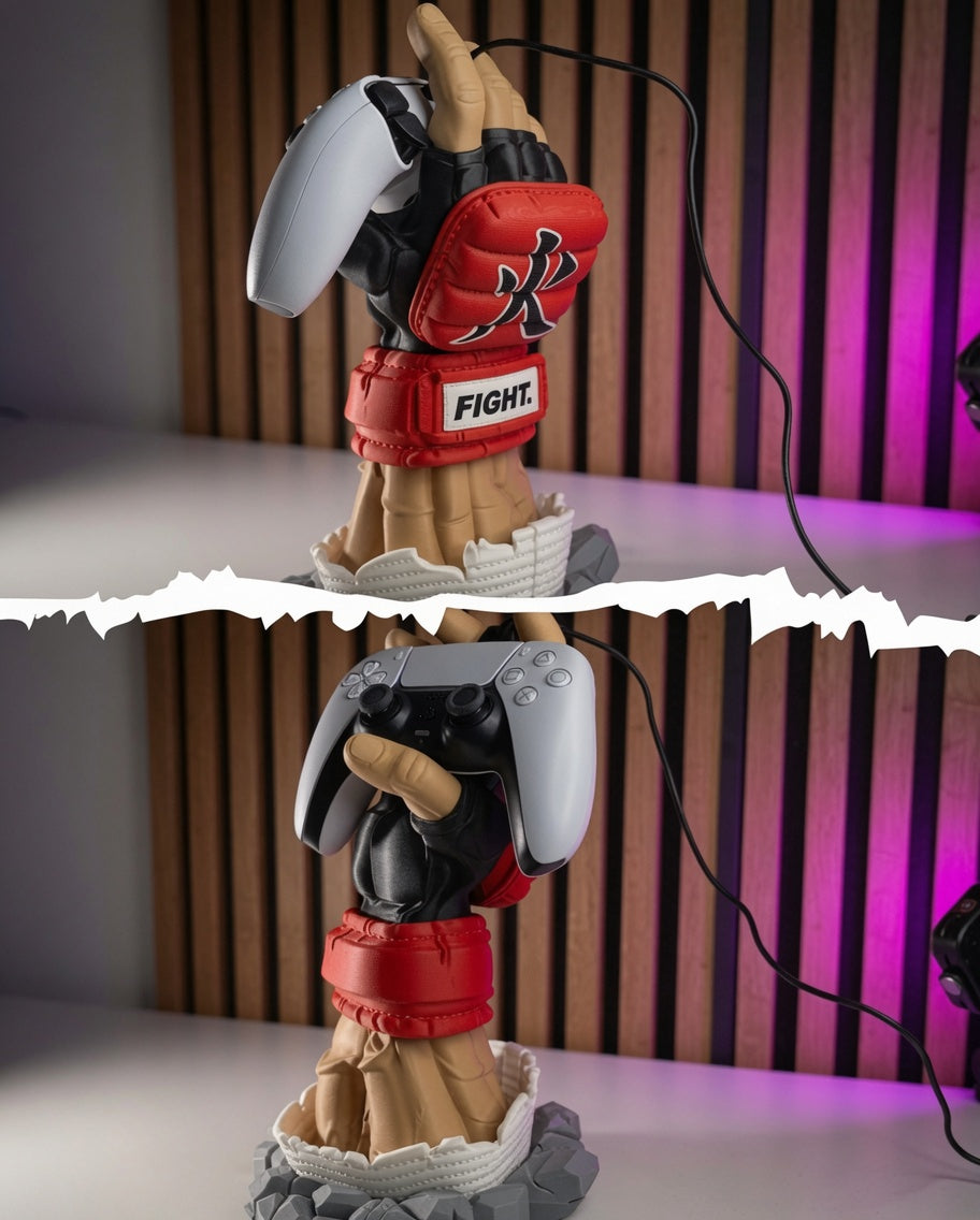 "FIGHT." Street Fighter Red Glove Hand - PS5 Controller Stand