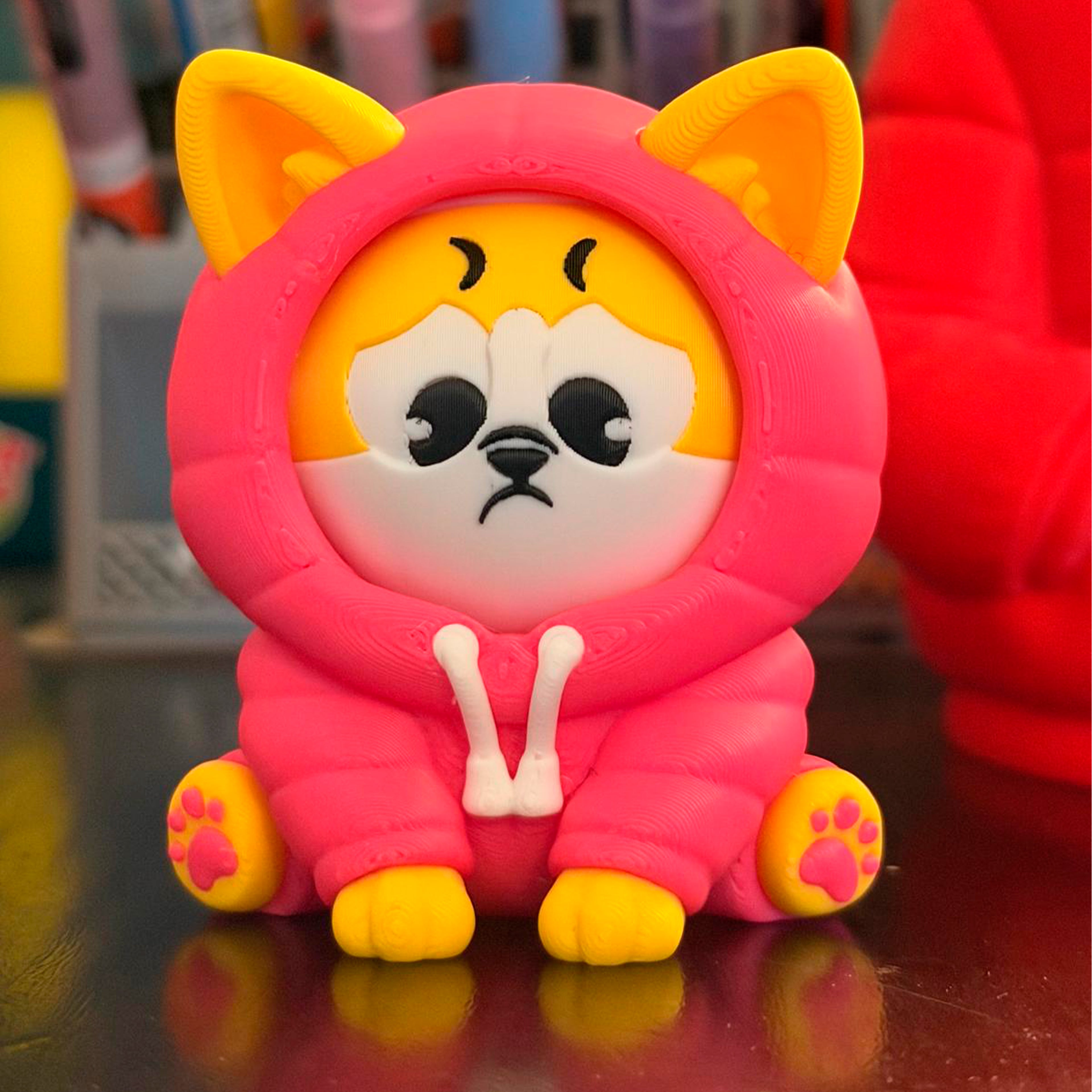 Moodie: Pink Moody Kitten Keychain | Handmade 3D Printed Collectible