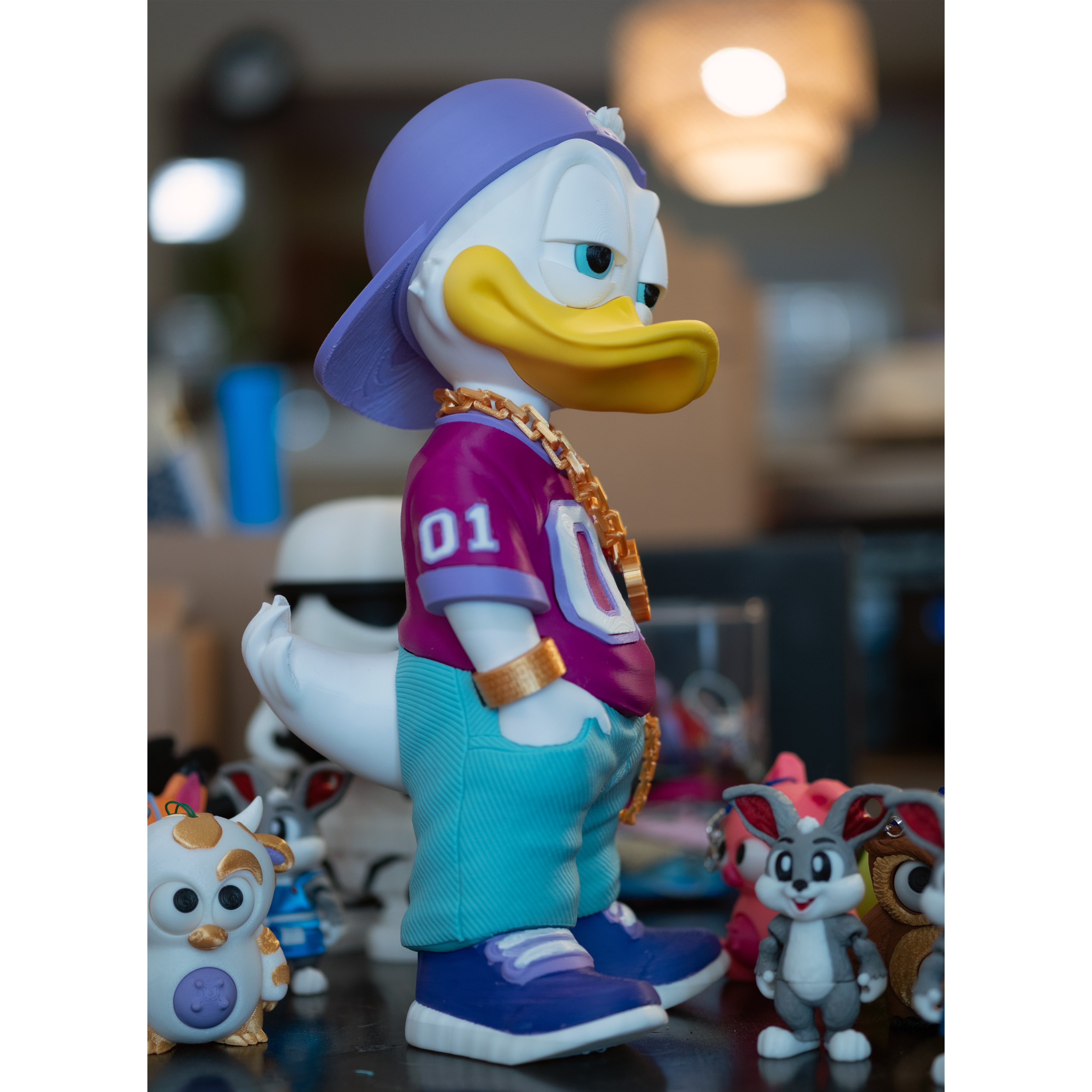Bling Donald Duck Figure - Hip Hop Streetwear Collectible Statue 3D Printed
