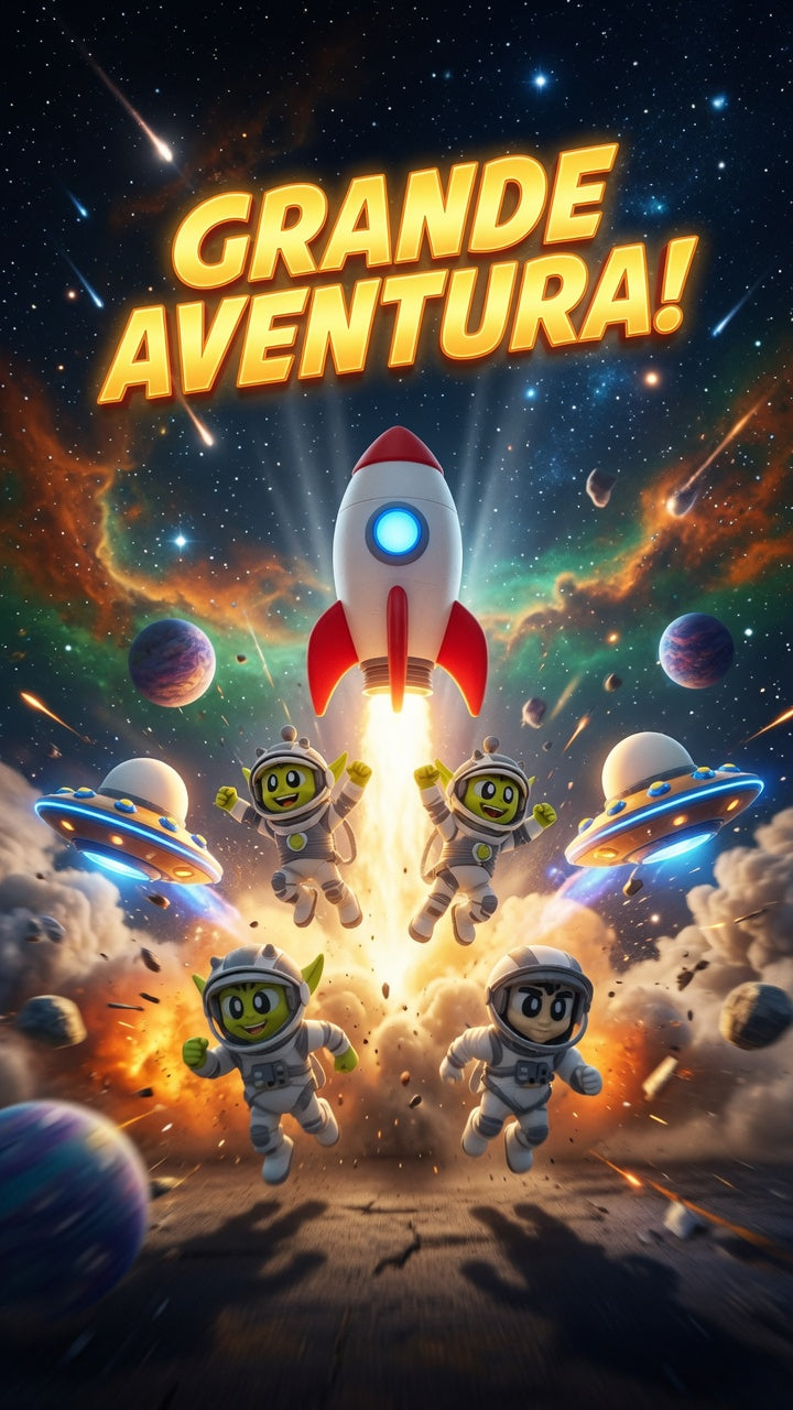 Space Adventure 3D Printed Rocket Kit with Astronauts, UFO & Aliens