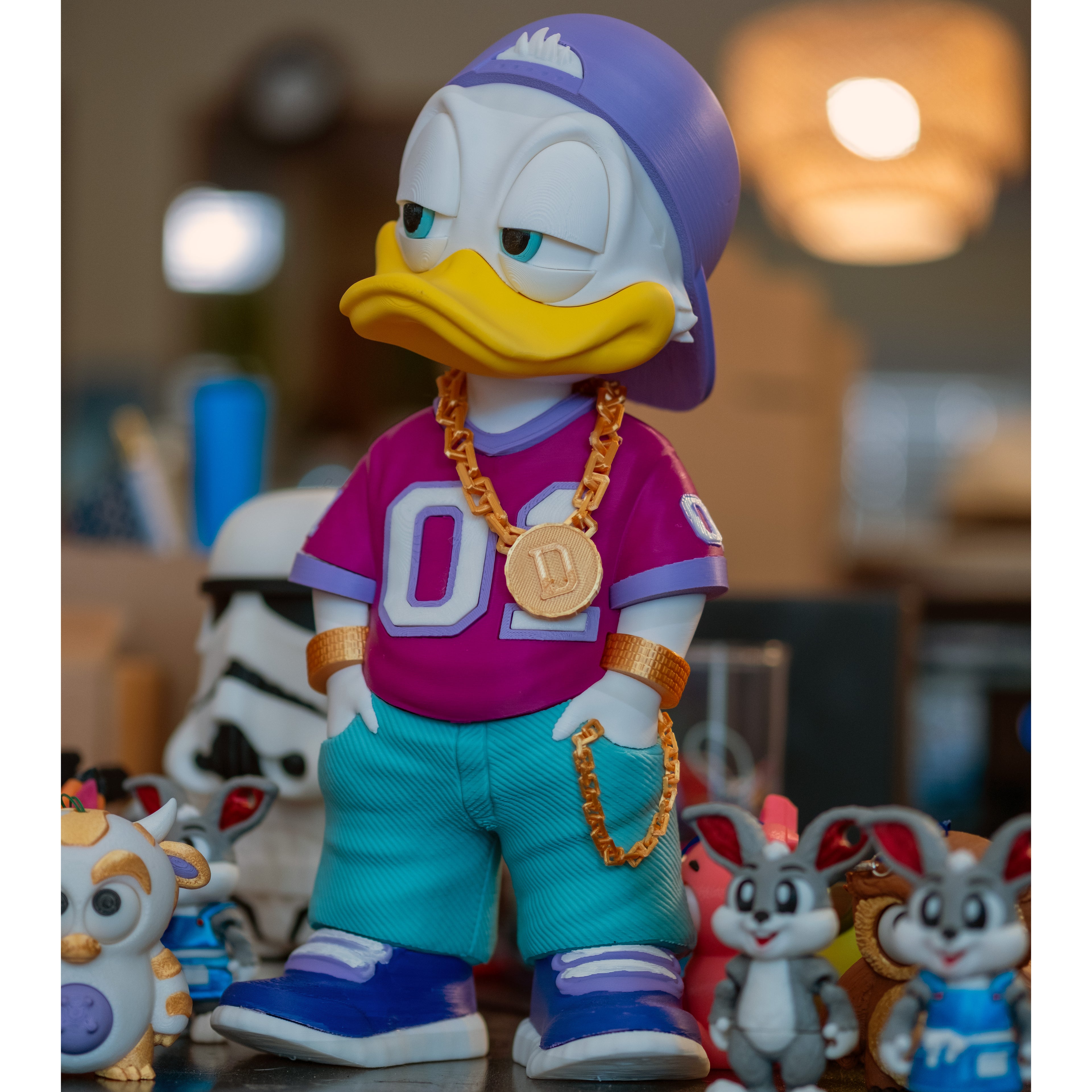 Bling Donald Duck Figure - Hip Hop Streetwear Collectible Statue 3D Printed