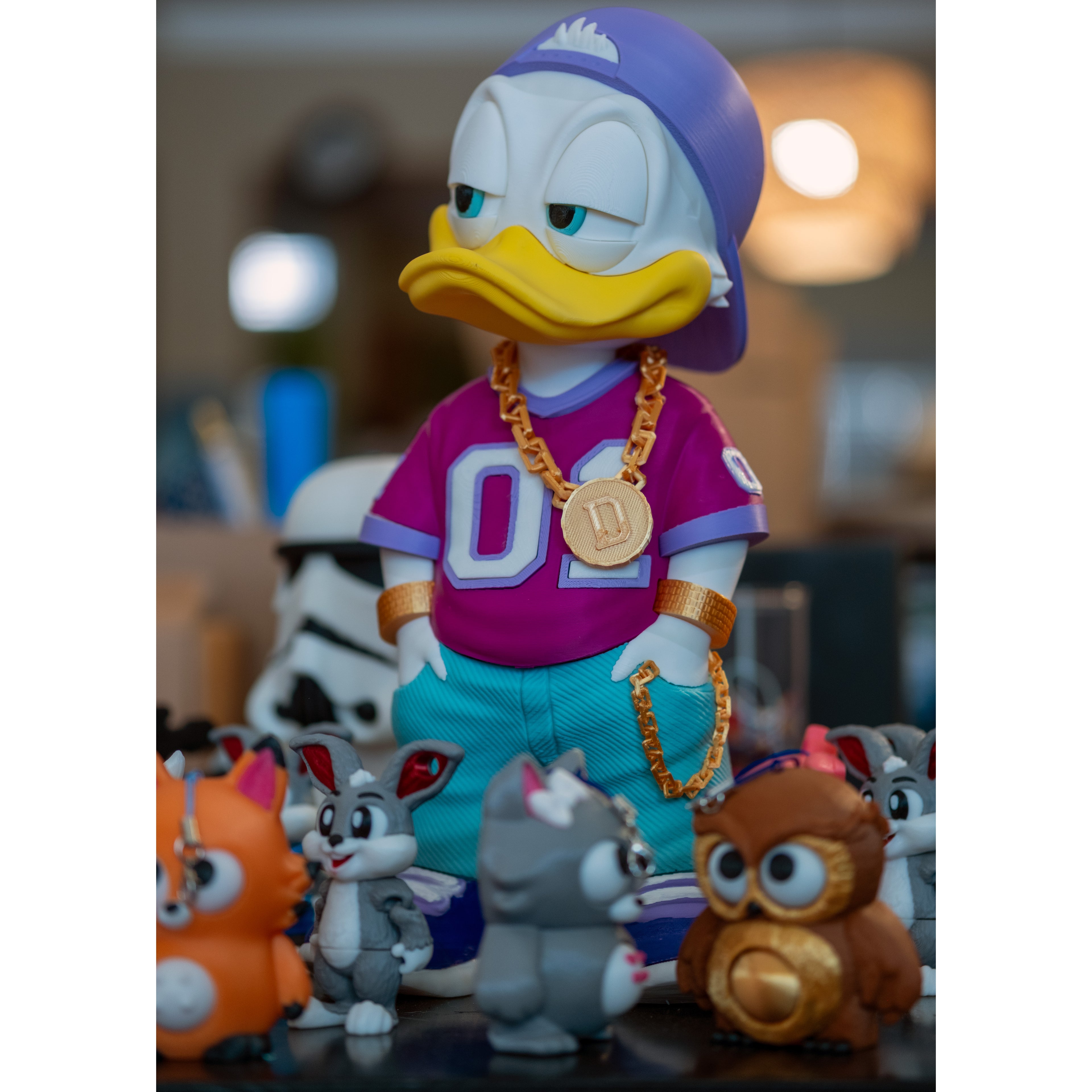 Bling Donald Duck Figure - Hip Hop Streetwear Collectible Statue 3D Printed