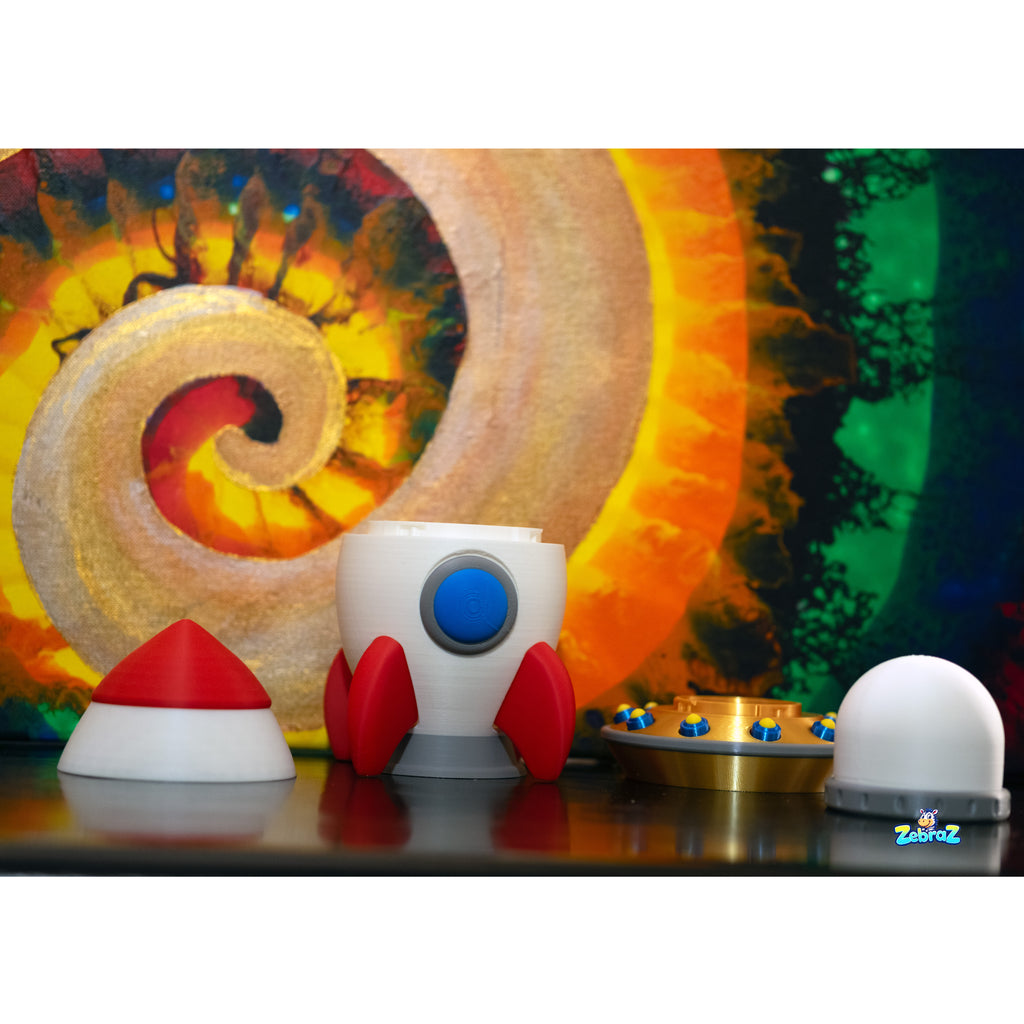 Space Adventure 3D Printed Rocket Kit with Astronauts, UFO & Aliens