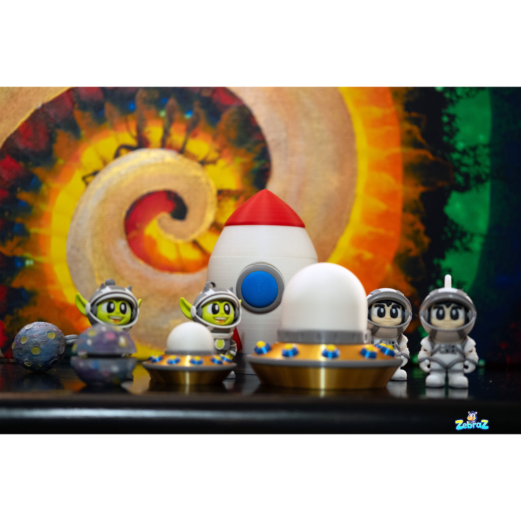 Space Adventure 3D Printed Rocket Kit with Astronauts, UFO & Aliens