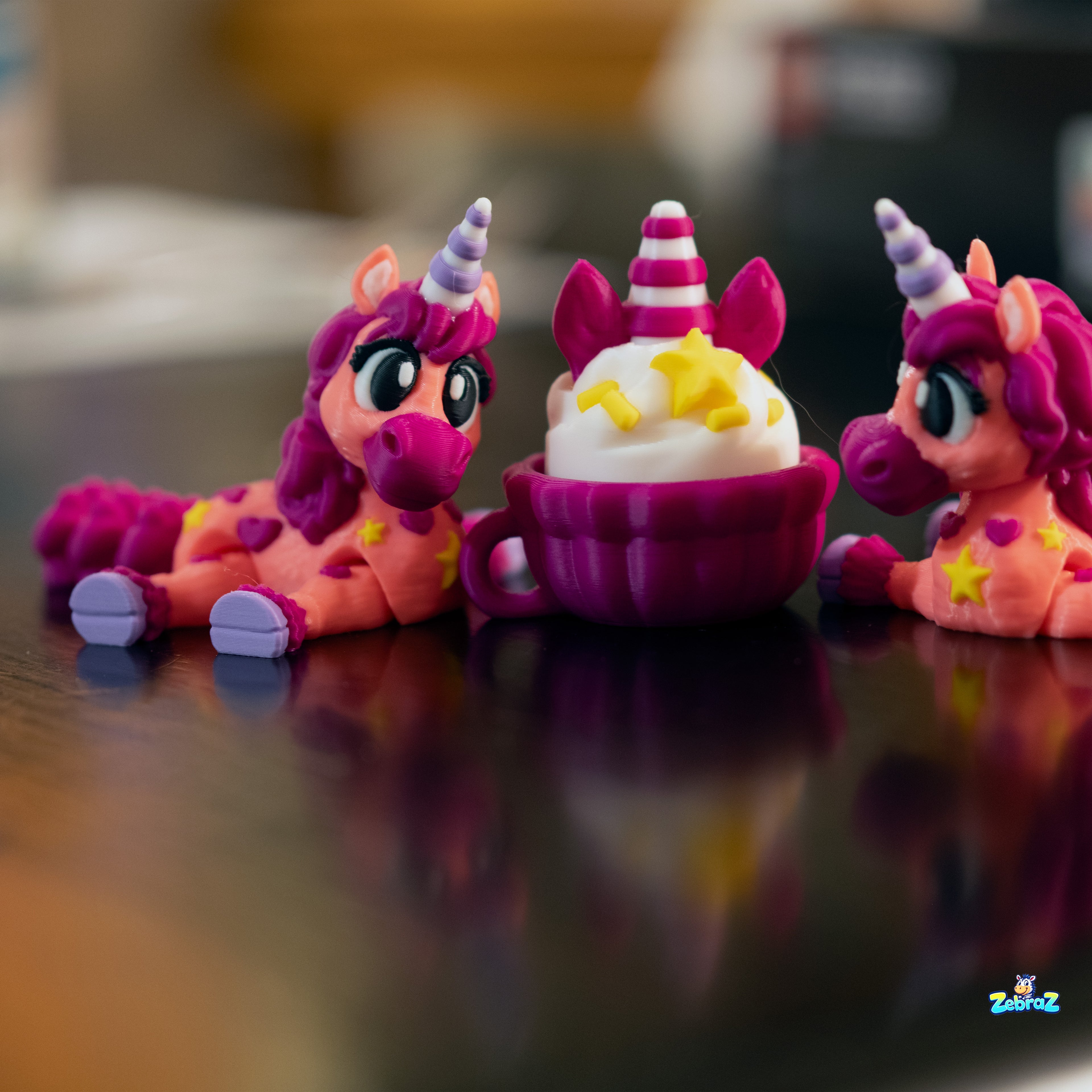 Unicorn Cupcake Surprise - 3D Printed Playset with Unicorns & Click-Click Toy