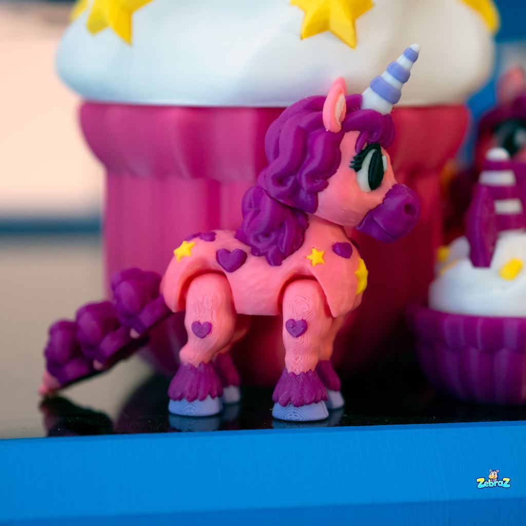 Unicorn Cupcake Surprise - 3D Printed Playset with Unicorns & Click-Click Toy