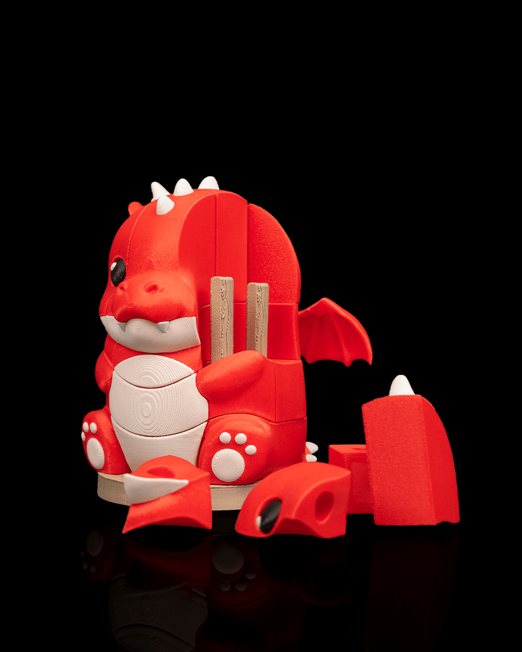 3D Printed Dragon Puzzle - Articulated Red Dragon Fidget Toy