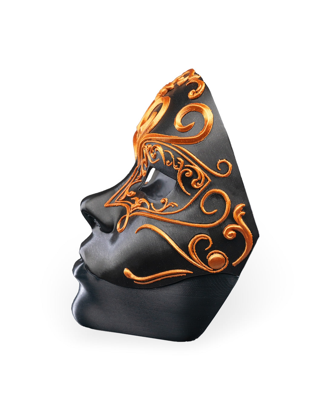 Printed Opulent Masquerade Halloween Mask - Black & Gold Gothic Full Face Mask with Fangs for Adults Costume Cosplay