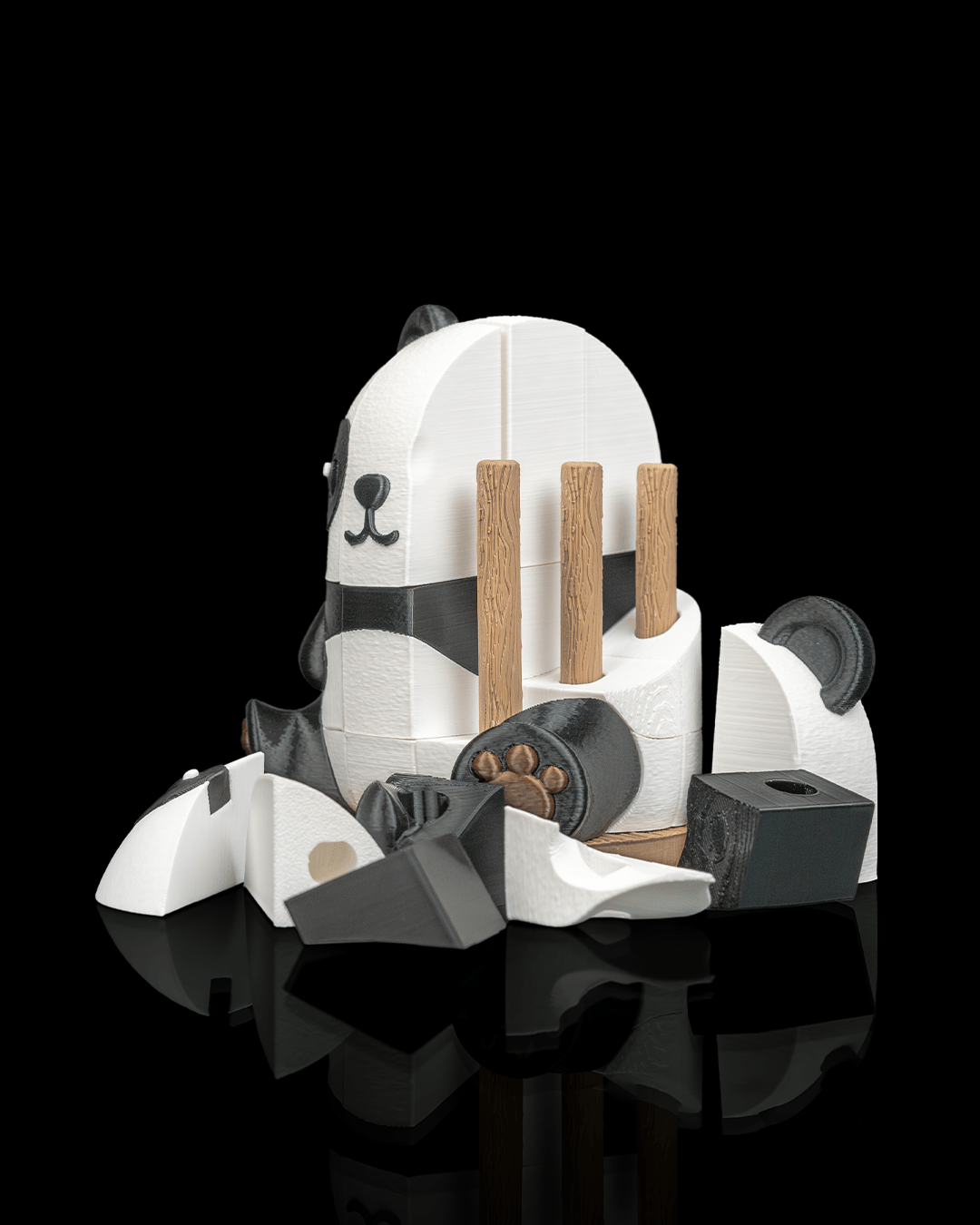 3D Printed Panda Puzzle - Cute Interlocking Panda Bear Building Toy | Articulated Puzzle in PLA