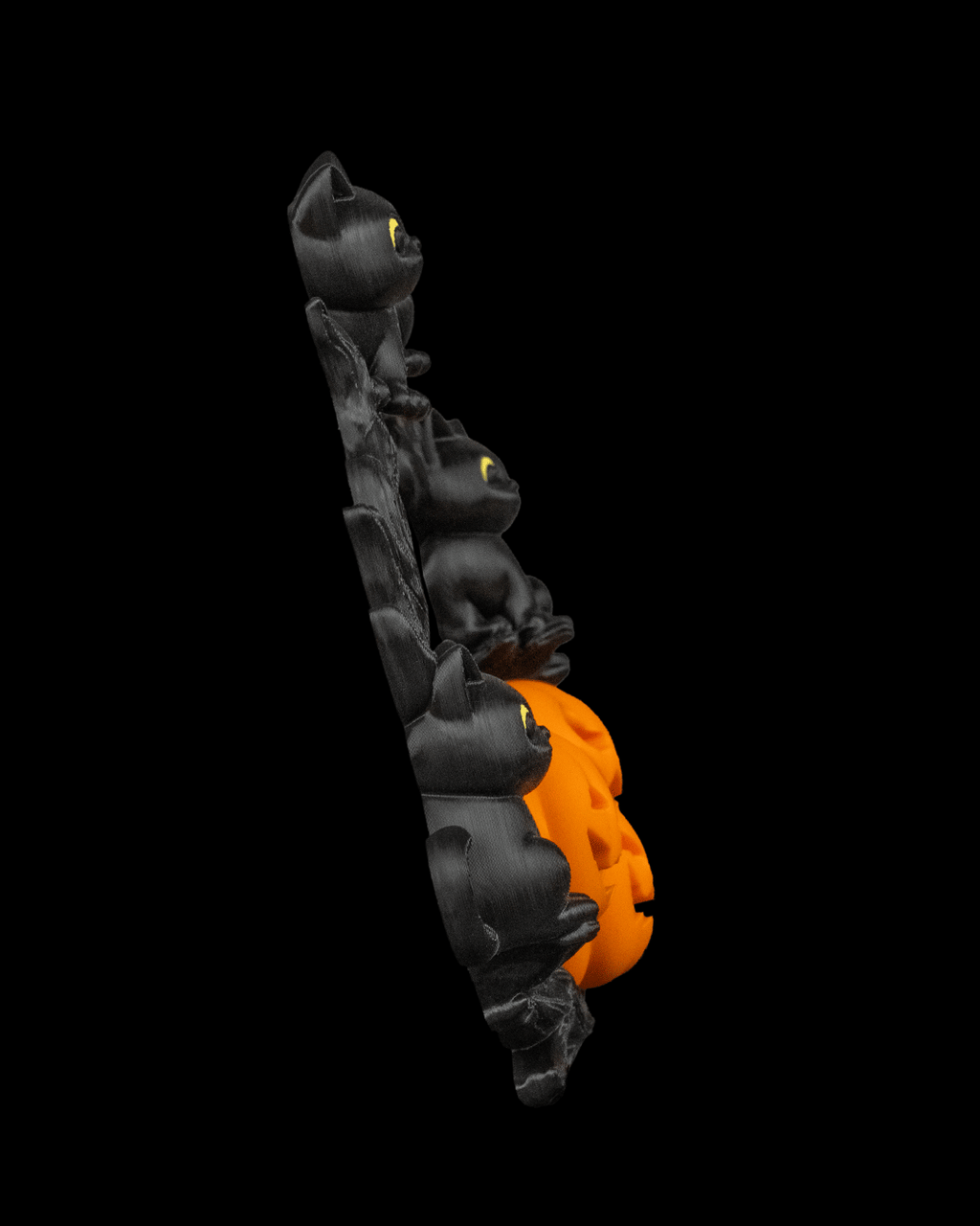 Halloween Wreath with Black Cat and Orange Pumpkin – PLA-Printed Door Decoration