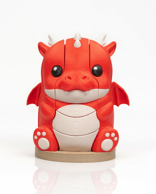 3D Printed Dragon Puzzle - Articulated Red Dragon Fidget Toy