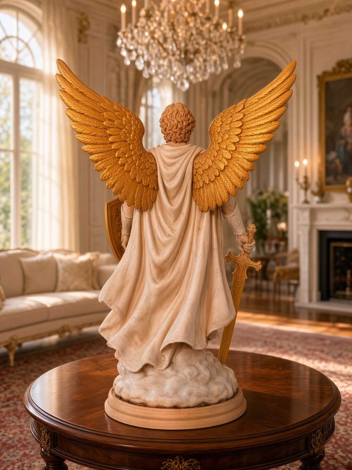 St. Michael the Archangel Statue – Hand-Painted 3D Printed Religious Figurine with Golden Wings, Sword & Shield – Catholic Home Altar Decor (6 inch) – Slight Color Variations Possible