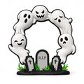 Cute Halloween Ghost Door Wreath – RIP Graveyard with 5 Ghosts