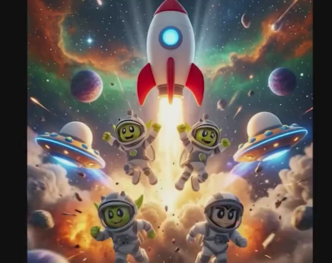 Space Adventure 3D Printed Rocket Kit with Astronauts, UFO & Aliens