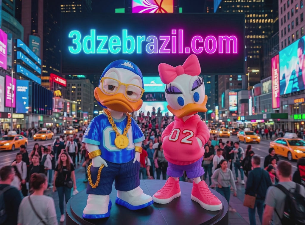"Bling" Style Duck Couple Collectible Set – Hip-Hop Style Figurines 3D Printed in PLA – Pack of 1 Set